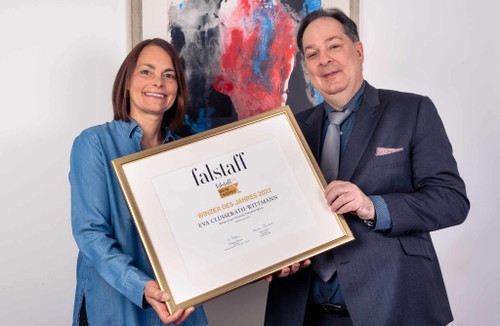 Eva Clüsserath-Wittmann, »Winzerin des Jahres«, mit Ulrich Sautter