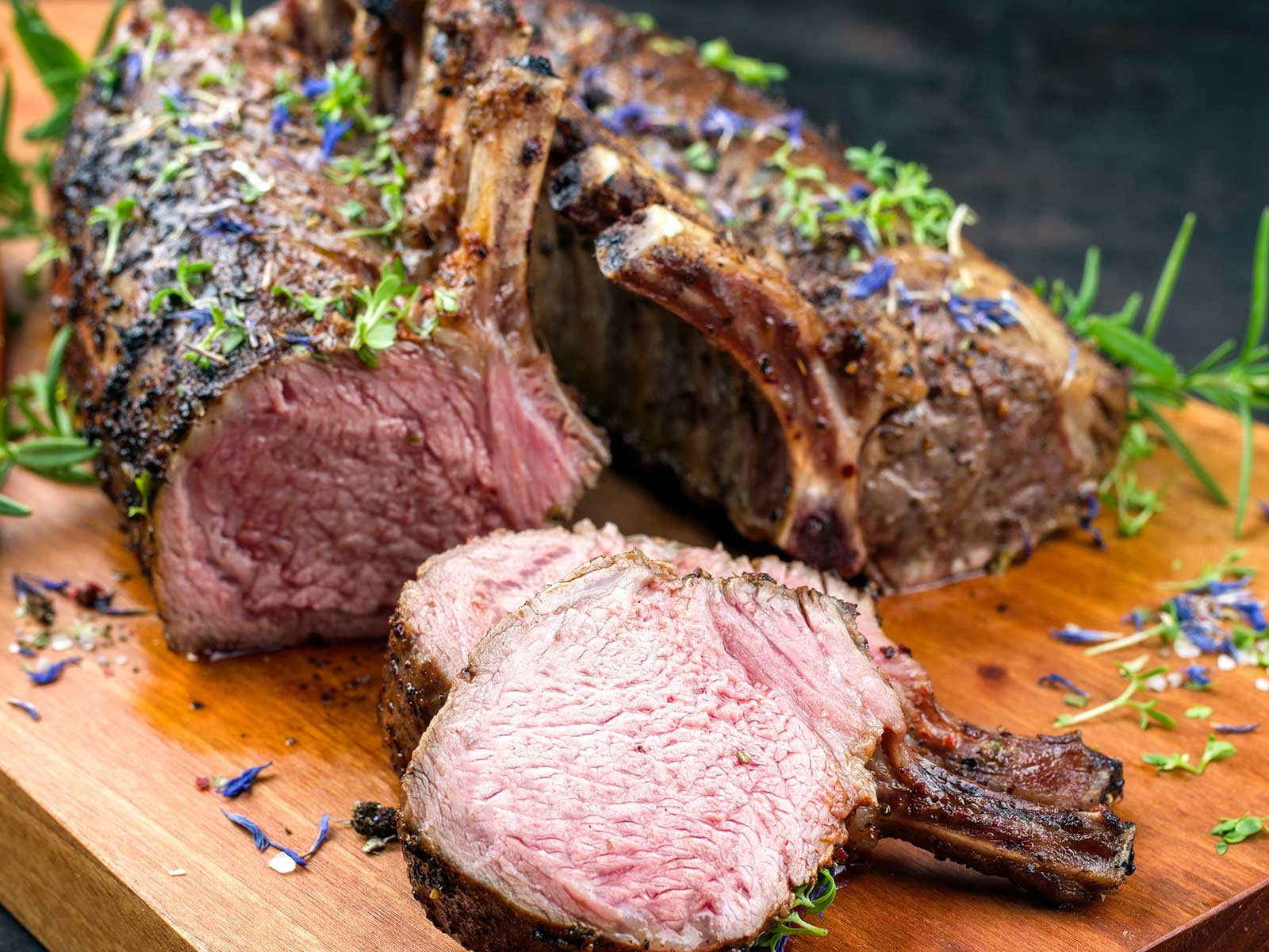 Lamb with carrots and herbs.