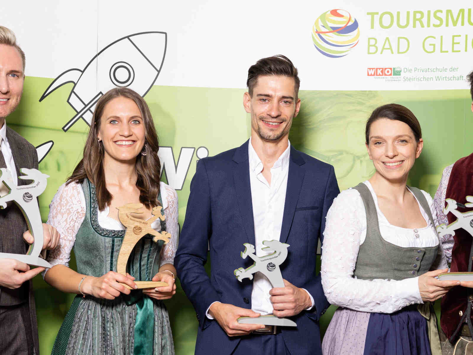 Die Preisträger: Kurt Macher, Christina Niederl, Manfred Pschaid, Eveline Wild und Stefan Eder