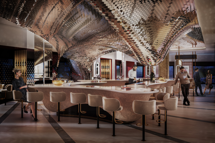 Der atemberaubende Kronleuchter in der »Moët &amp; Chandon« Champagner-Bar bei »Harrods«.