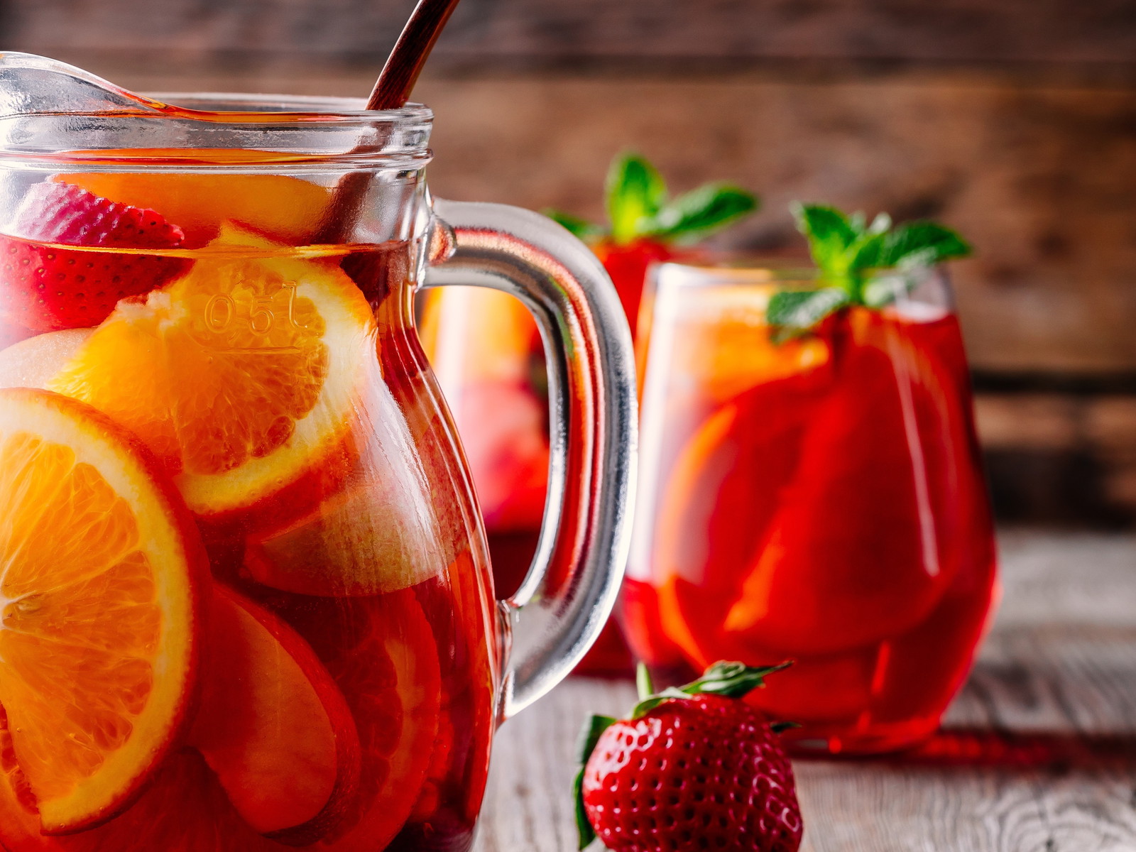 Homemade Sangria with fruit.&nbsp;