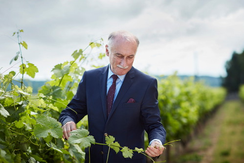 Master Blender Patrick Raguenaud&nbsp;in the vineyards of Grande Champagne.