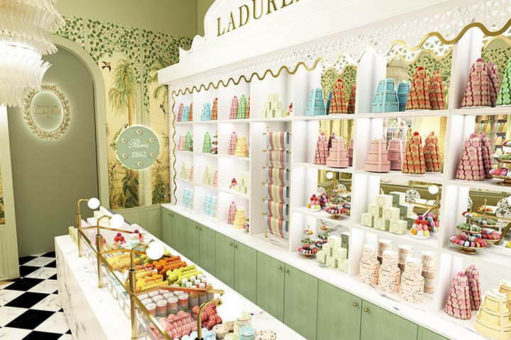 Bunte Vielfalt im neuen »Ladurée Salon de Thé«.