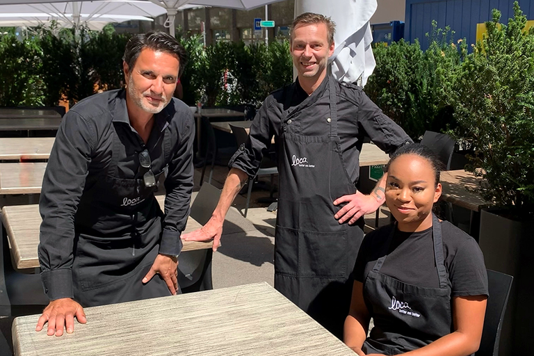 Das Team in der Küche: Christian Führich, Kimberly Van Ieperen und Selina Richards.
