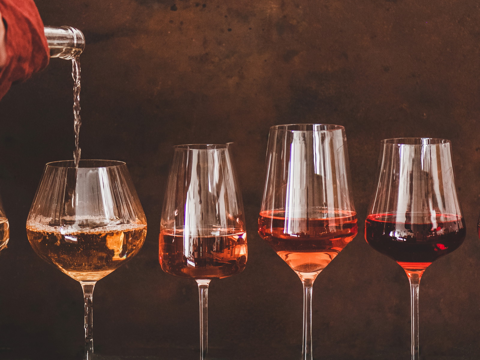 Different types of wine glasses.&nbsp;