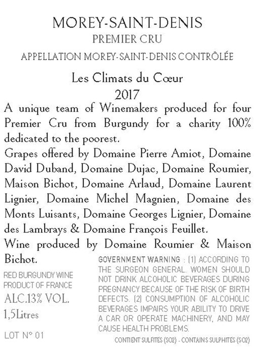 Morey Saint Denis Premier Cru 2017.