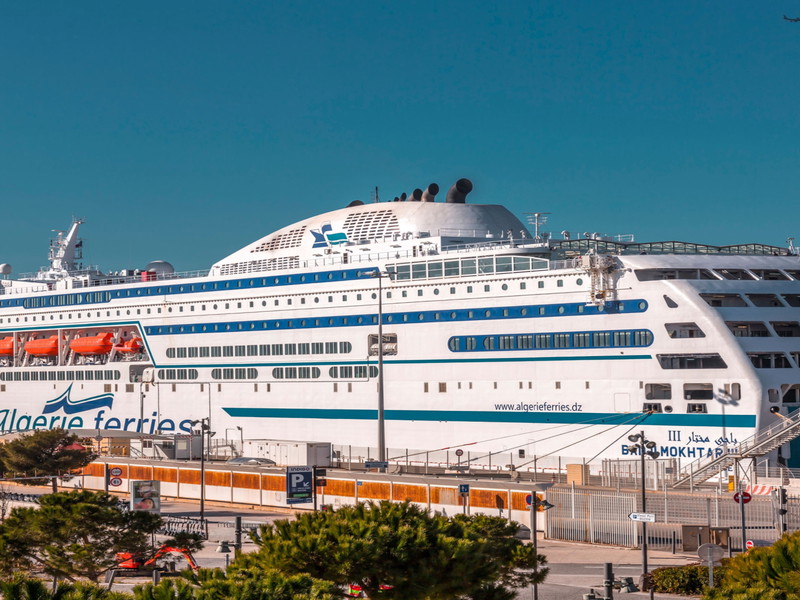A large cruise ship in Marseille, France.