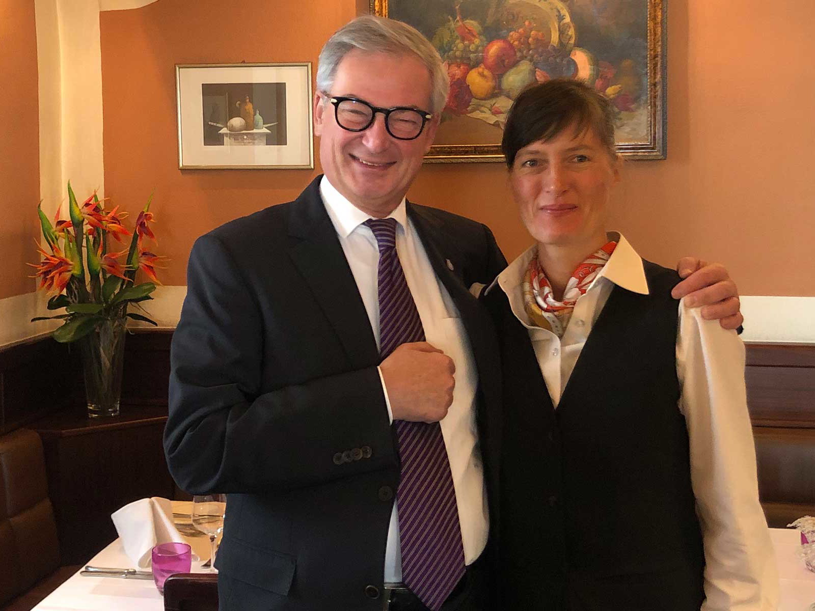 Gastgeber Walter Bauer und die Restaurantleiterin Annett Poussin