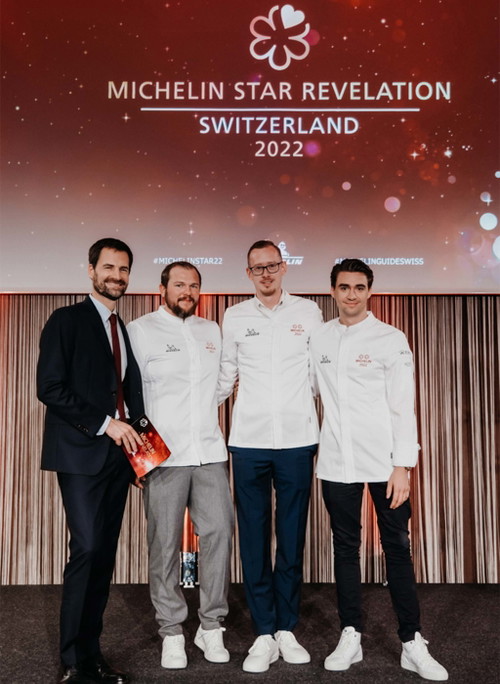 The new two-star chefs – Pascal Steffen from Basel's Roots, Kevin Romes from Skin's - The Restaurant in Lenzburg and Daniel Zeindlhofer from Zurich's Igniv Zürich by Andreas Caminada.