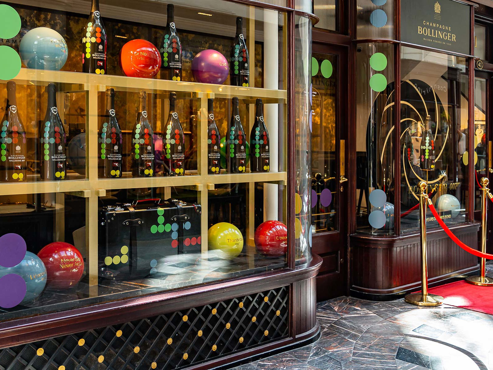 The James Bond anniversary installation at the Bollinger Bar.