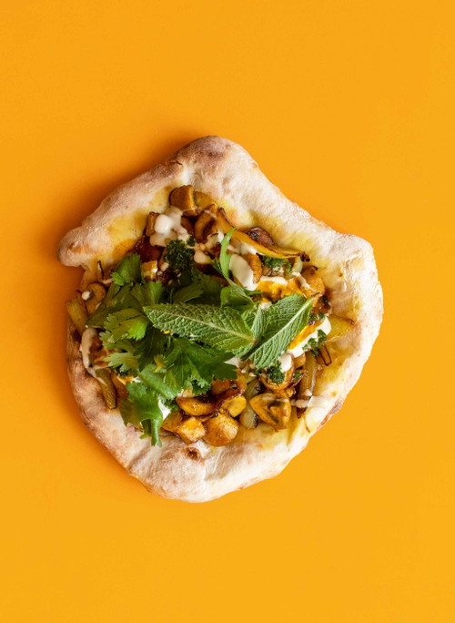 Herrlich herbstlich:&nbsp;Focaccia mit Pilz-Shawarma.