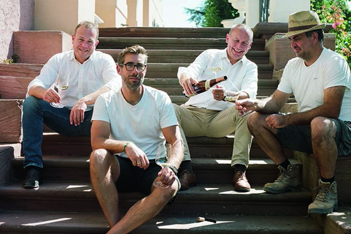 Das Team v. l.: Marcel Szopa, Weingutsleitung, Michel Städter, Leiter Weinbau, Stefan Doktor, Weingutsleitung, Gerd Ritter, Kellermeister.
