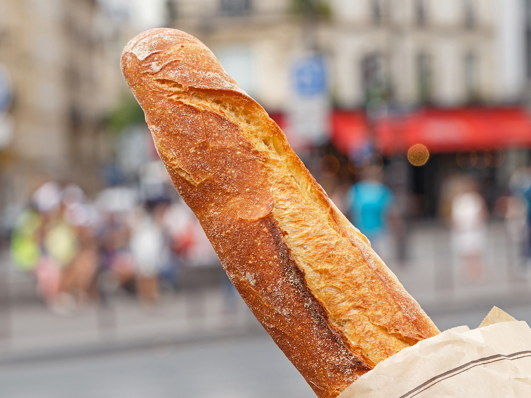A typical baguette is made only from flour, water, salt and yeast.