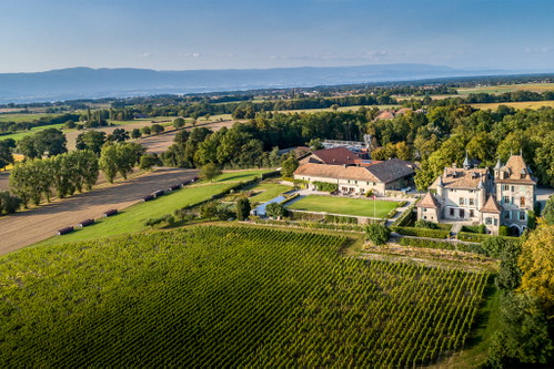 Das Château de Crest liegt eingebettet in den Rebbergen der Ortschaft Jussy bei Genf.