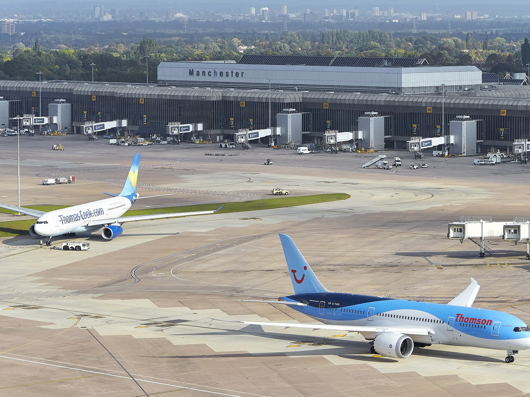 View of Terminal 2, Manchester airport, UK.