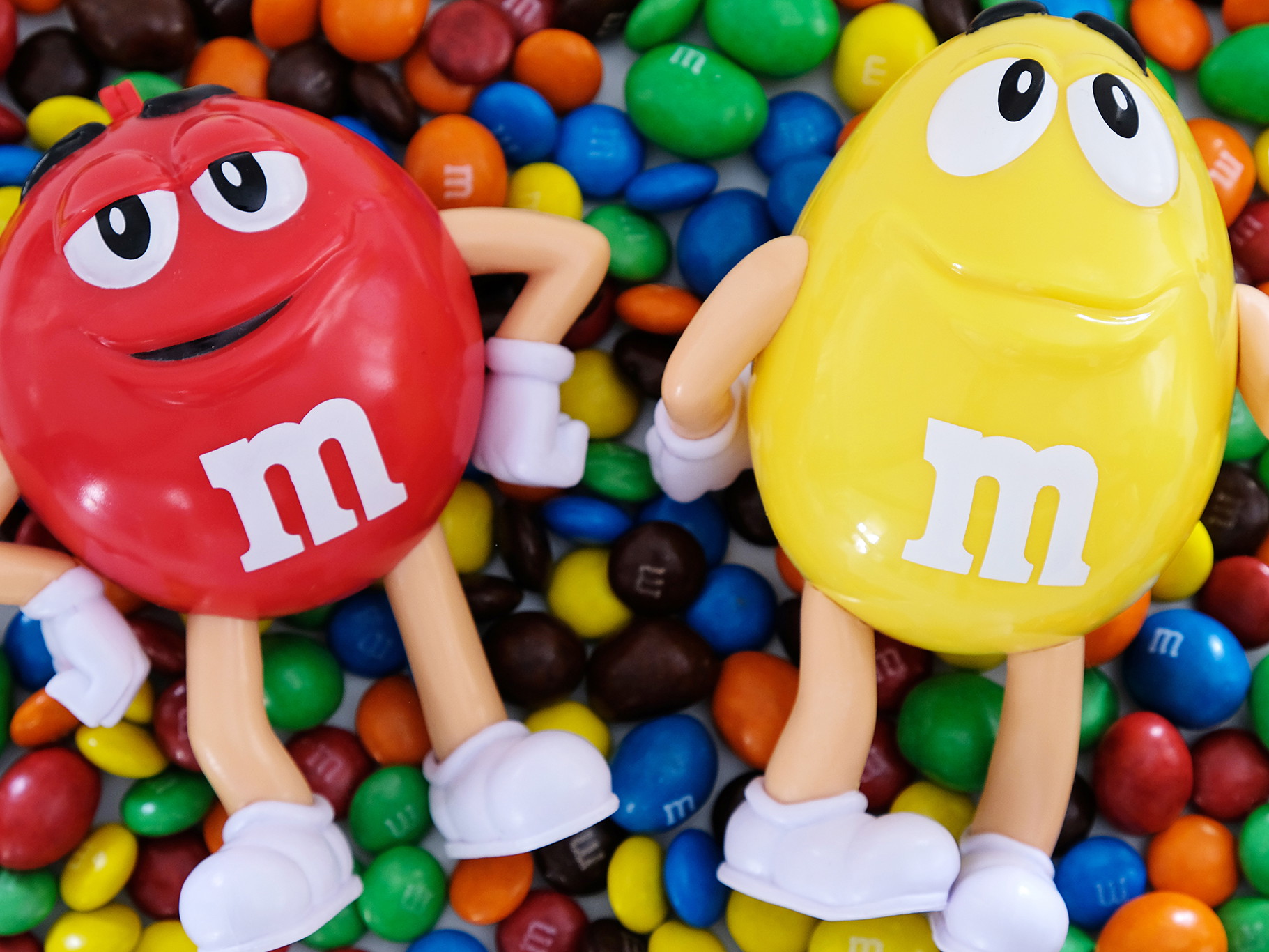 M&amp;M mascots.