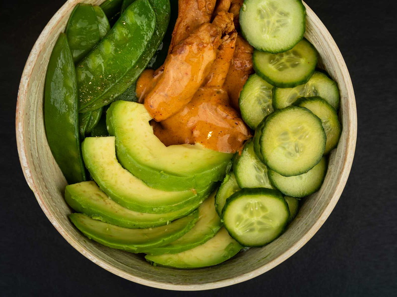 Green Poke Bowl with Smoky Chilli Mayonnaise