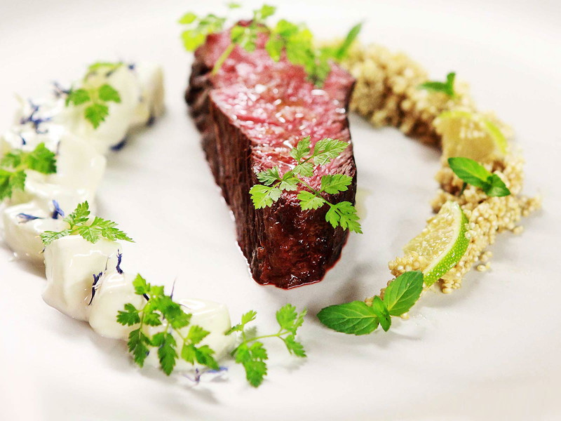 Onglet with Quinoa and Cucumber