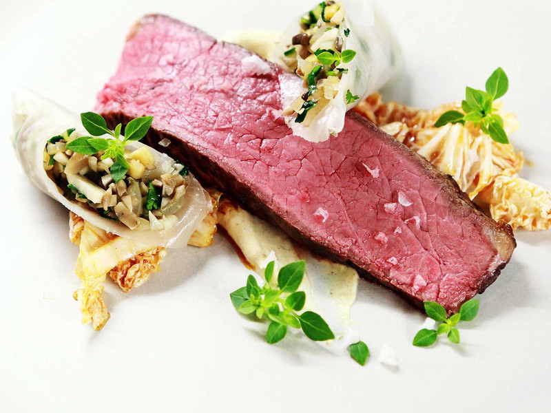Porterhouse Steak with Marinated Chinese Cabbage