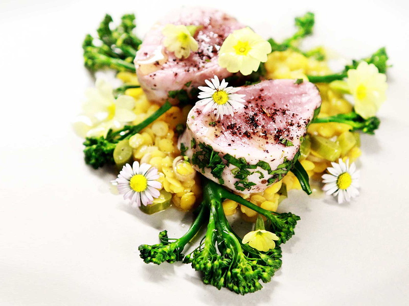 Pork Fillet with Wild Garlic, Lentils and Broccoli