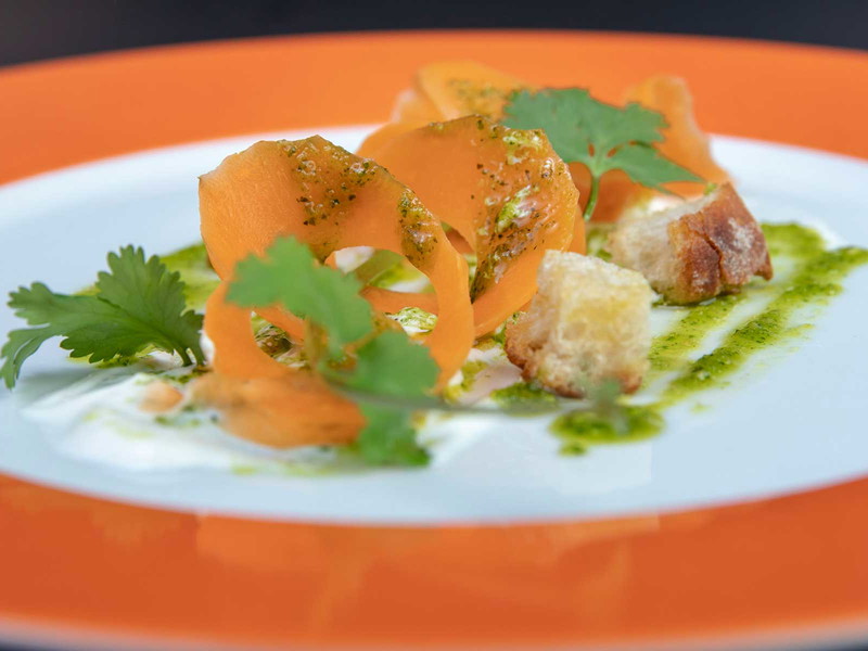 Carrot Noodles with Coriander Pesto