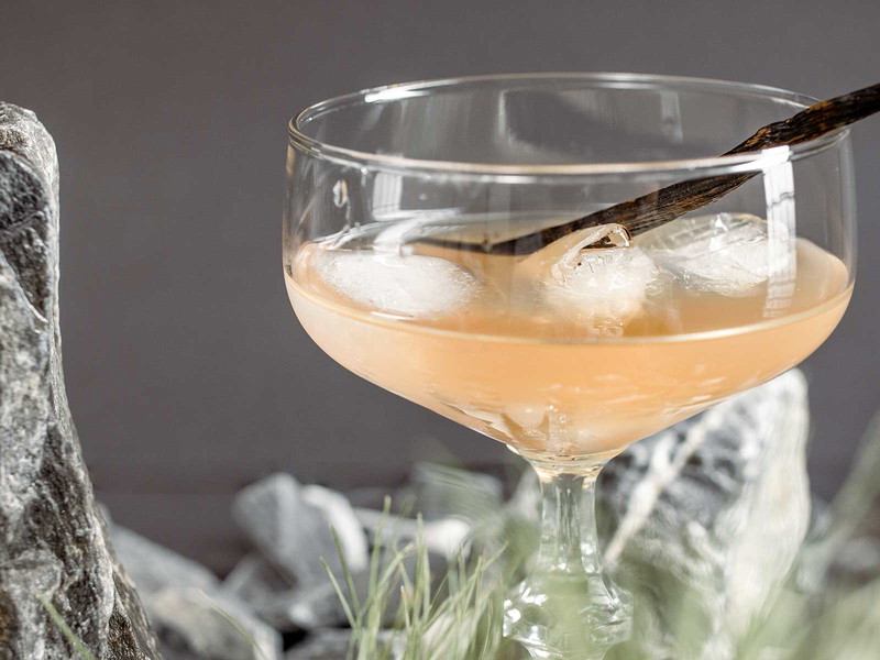 Here, the drink was garnished with a vanilla pod.