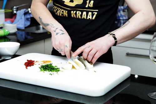 The stuffing being prepared.