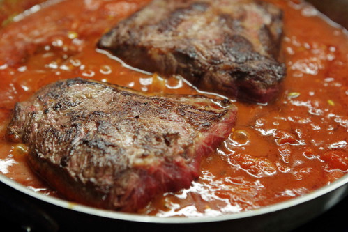 Flank Steak with Tomatoes and Noodles