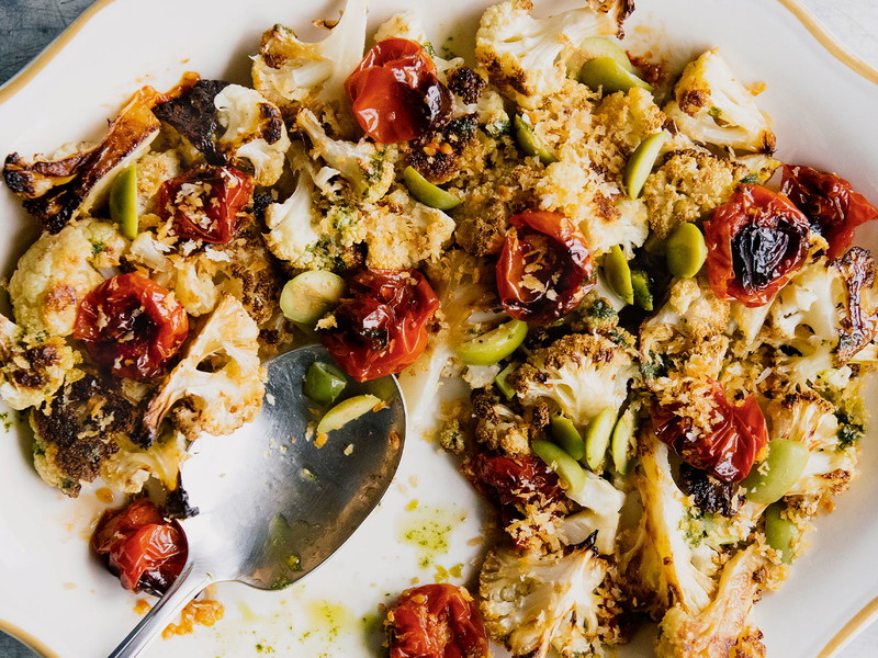 Roasted Cauliflower with Tomatoes