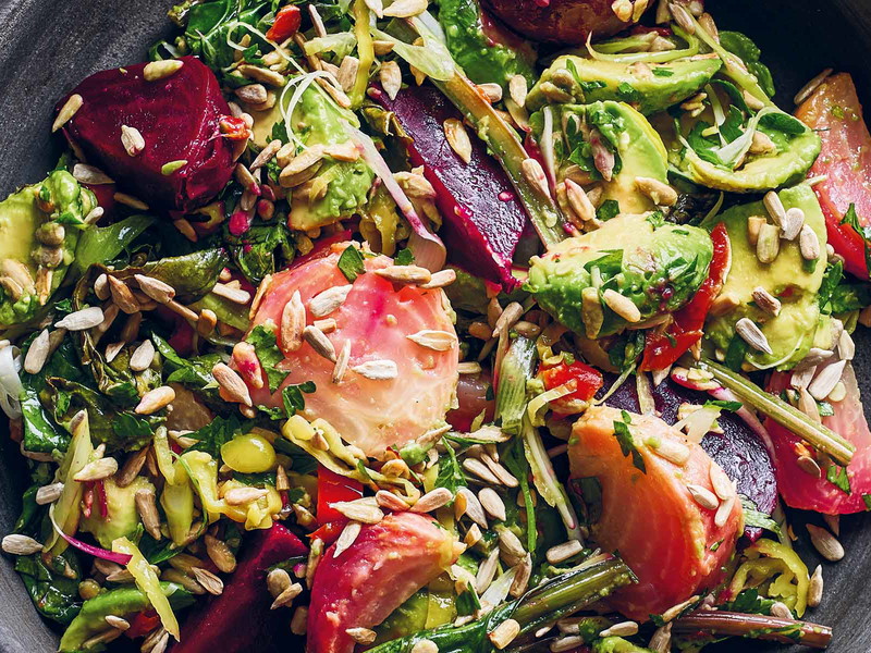 Roasted Beetroot, Avocado and Sunflower Seeds