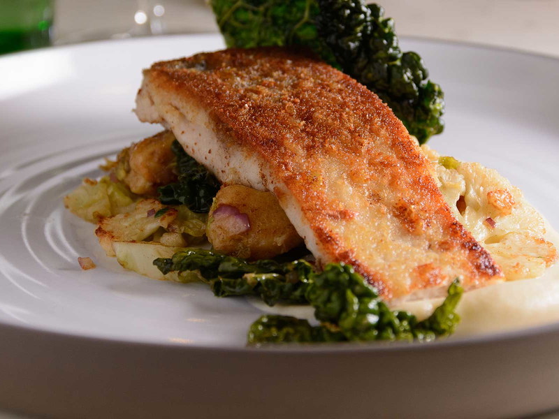 Fried Carp with Cauliflower &amp; Savoy Cabbage