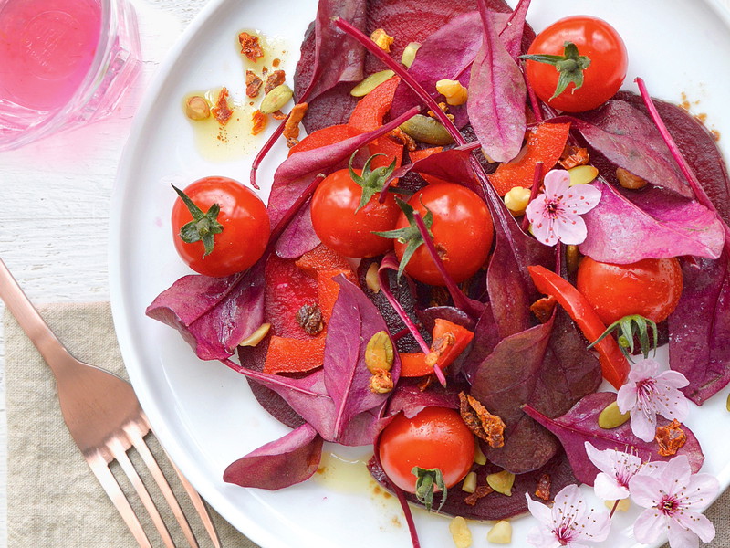 Salad with Beetroot Leaves and Cherry Tomatoes
