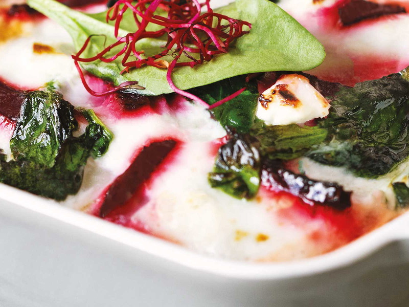 Lasagna with Beetroot, spinach and Goat's Cheese
