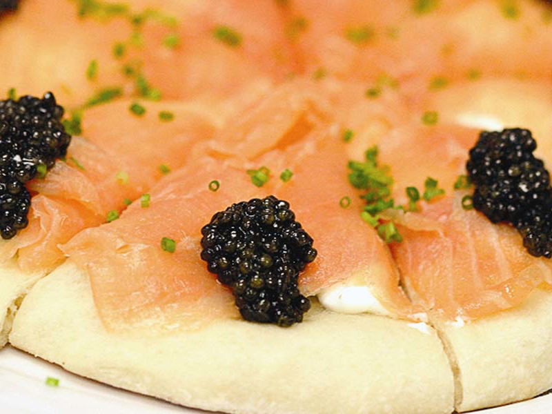 Pizza with Smoked Salmon and Caviar