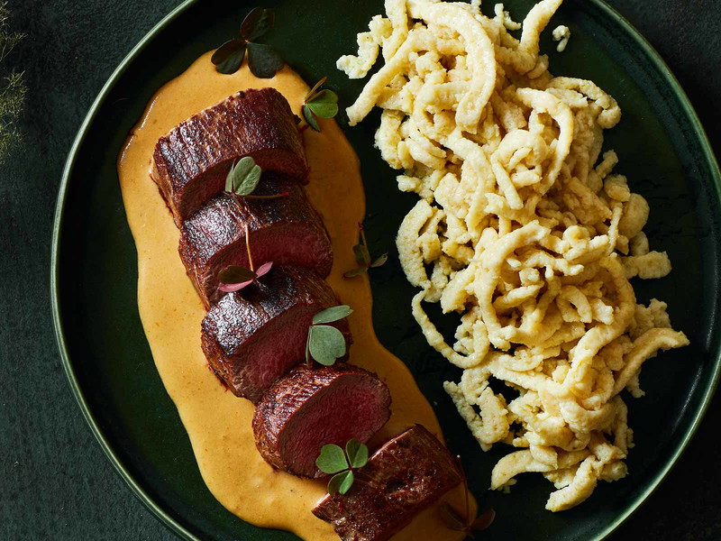 Pink Roasted Saddle of Mouflon