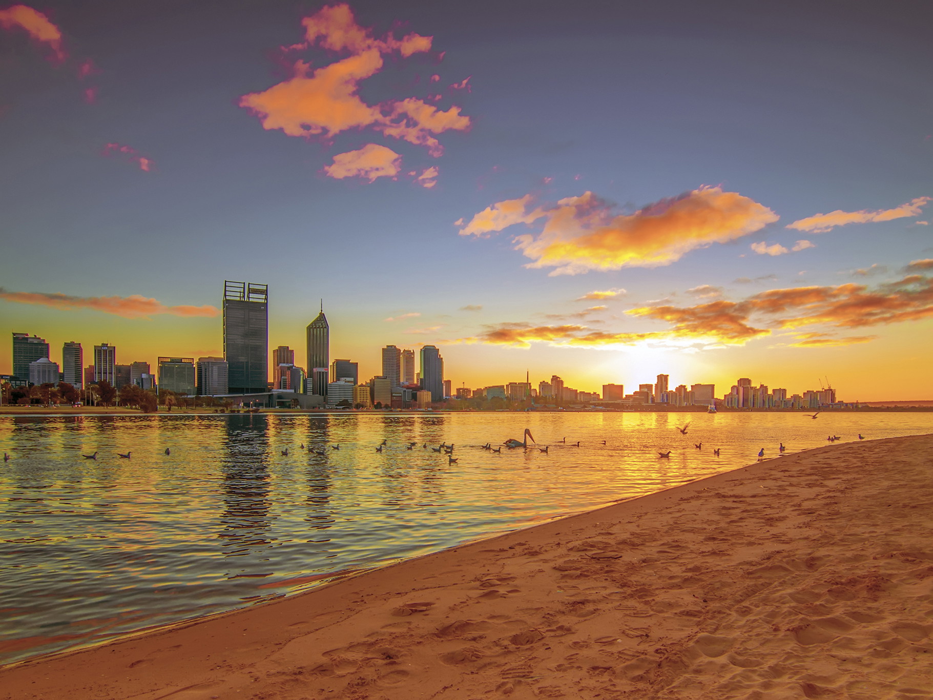 Skyline of Perth, Australia.