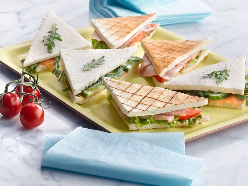 Refreshing snack&nbsp;Tramezzini with Salmon &amp; Cucumber.&nbsp;