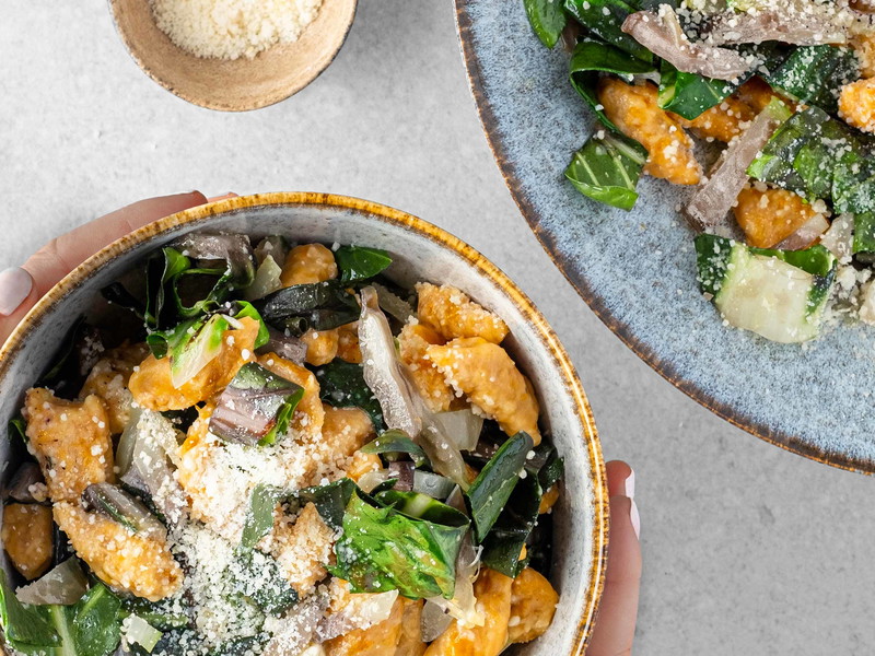 Sweet Potato Gnocchi with Swiss Chard