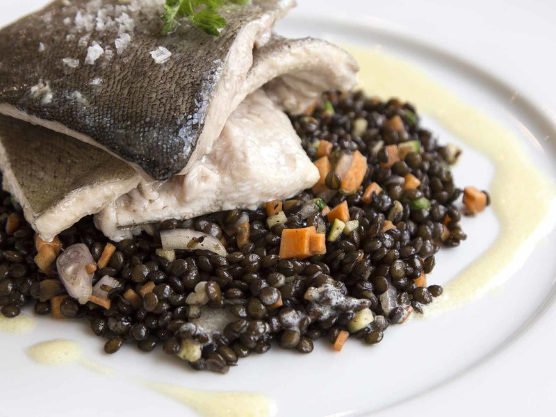 Smoked Trout with Lentils and Speck