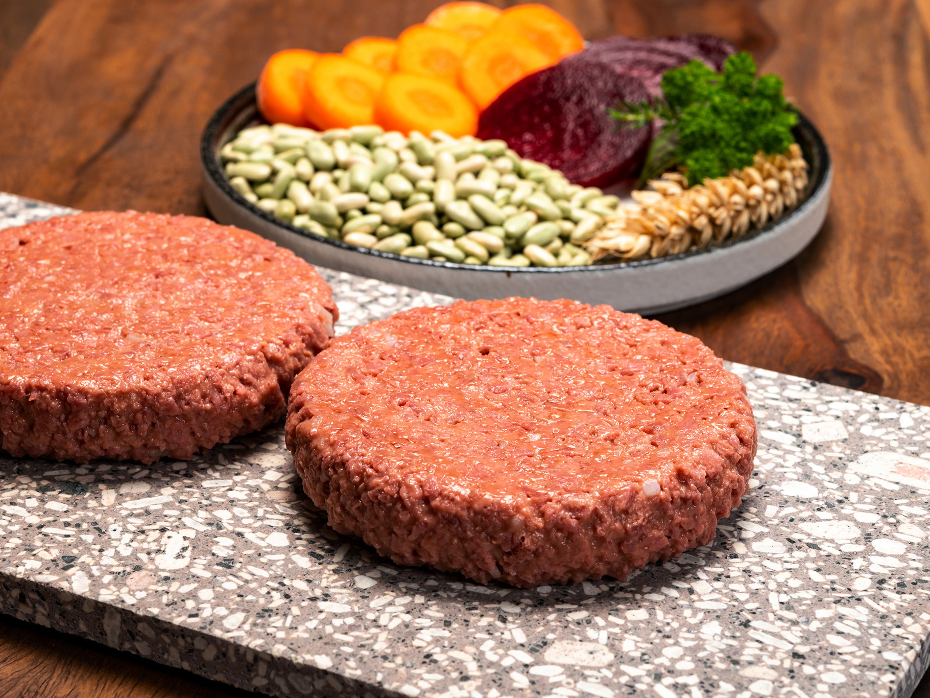 Animal products are replaced with vegan alternatives.