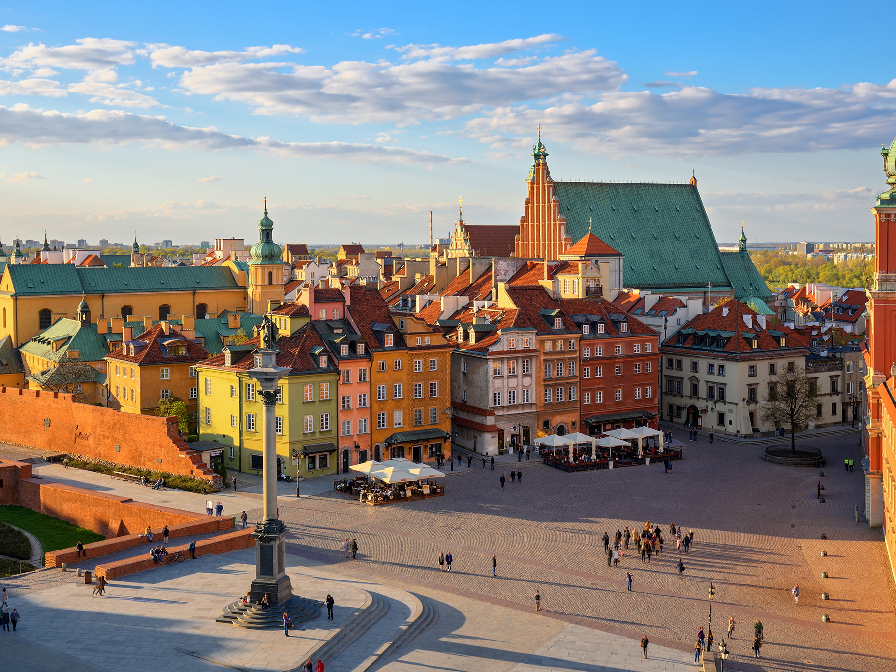 Aerial view of the old city in Warsaw