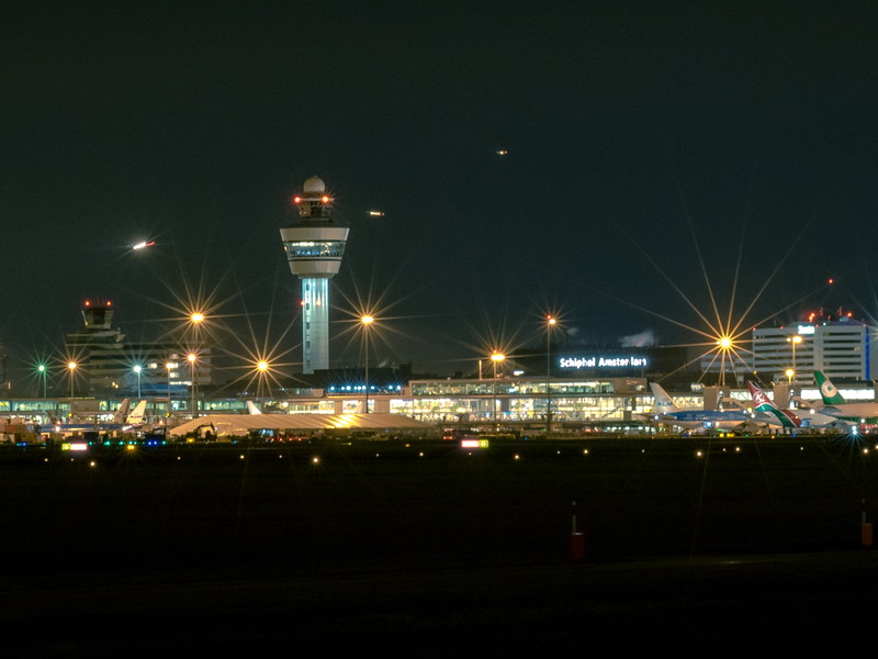 Schiphol Amsterdam International Airport by night