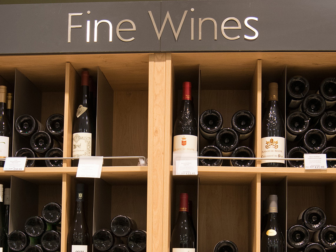 Wines for sale at Waitrose