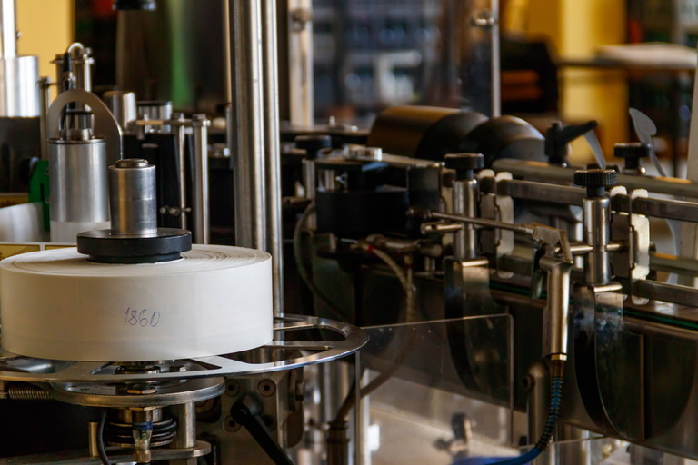 Automatic labeling machine at winery