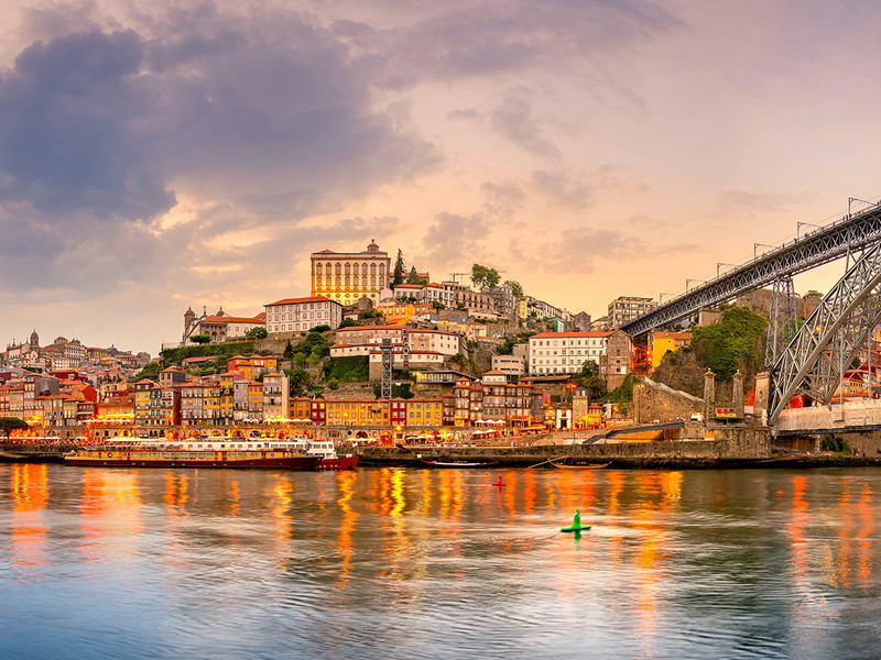 Bridge Ponte dom Luis above old town of Porto, Portugal