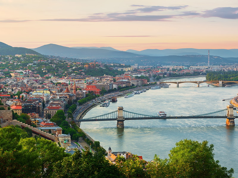 Panoramic view of Budapest, Hungary.