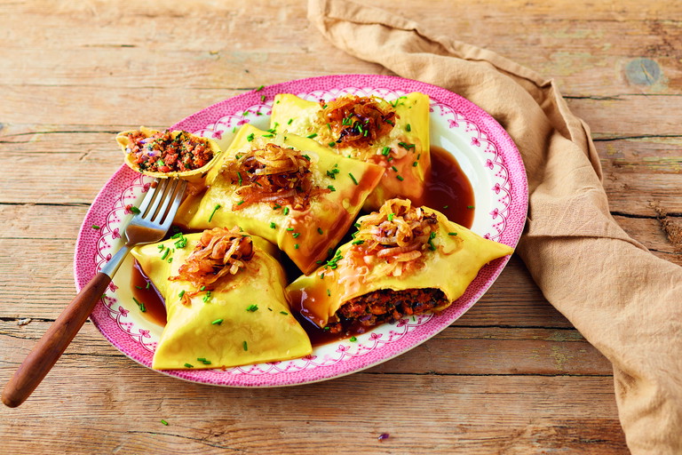 Maultaschen mit Zwiebelschmelze