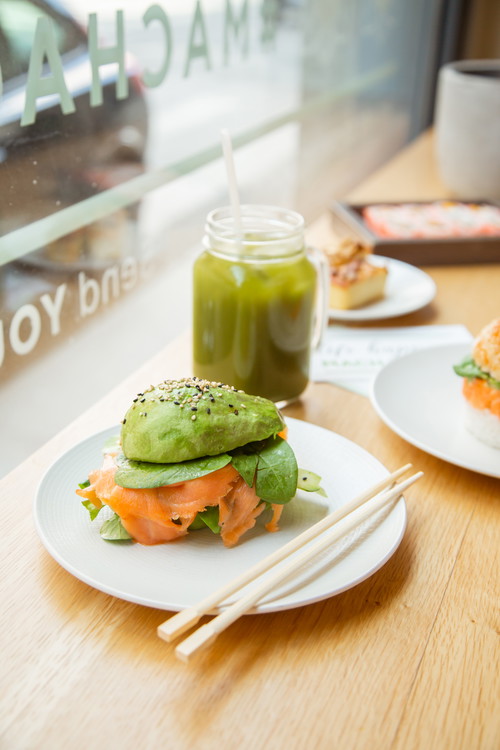 Fish burger at Macha Café.