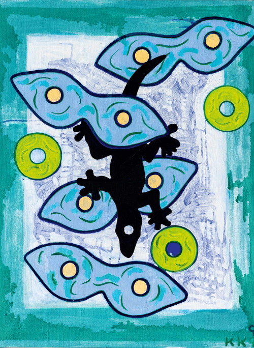 Kiki Kogelnik. »Augenblick«, Öl auf Leinwand, 1990–1994. Weitere hochkarätige Kunstwerke der österreichischen Künstlerin und gebürtigen Kärntnerin finden sich an den Wänden der Zimmer im »Schloss Seefels« und im »Das Tyrol« wieder.