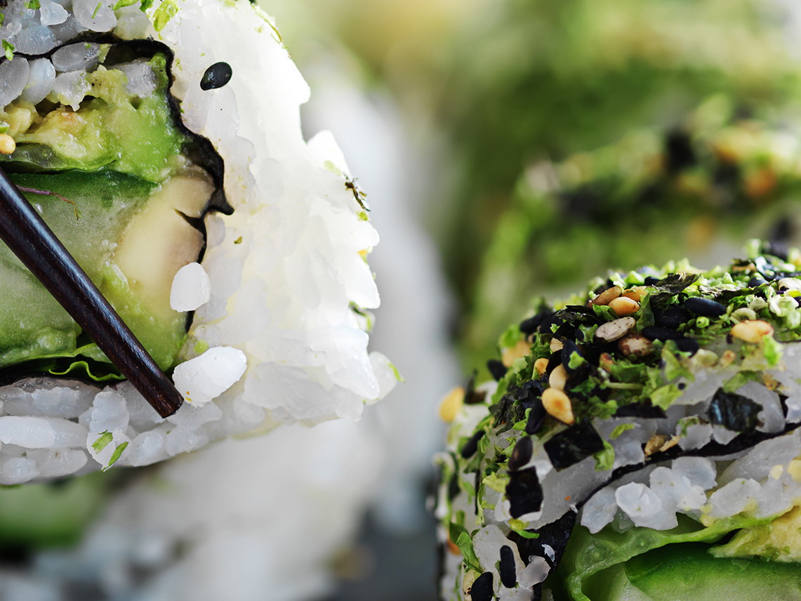 Avocado sushi roll.